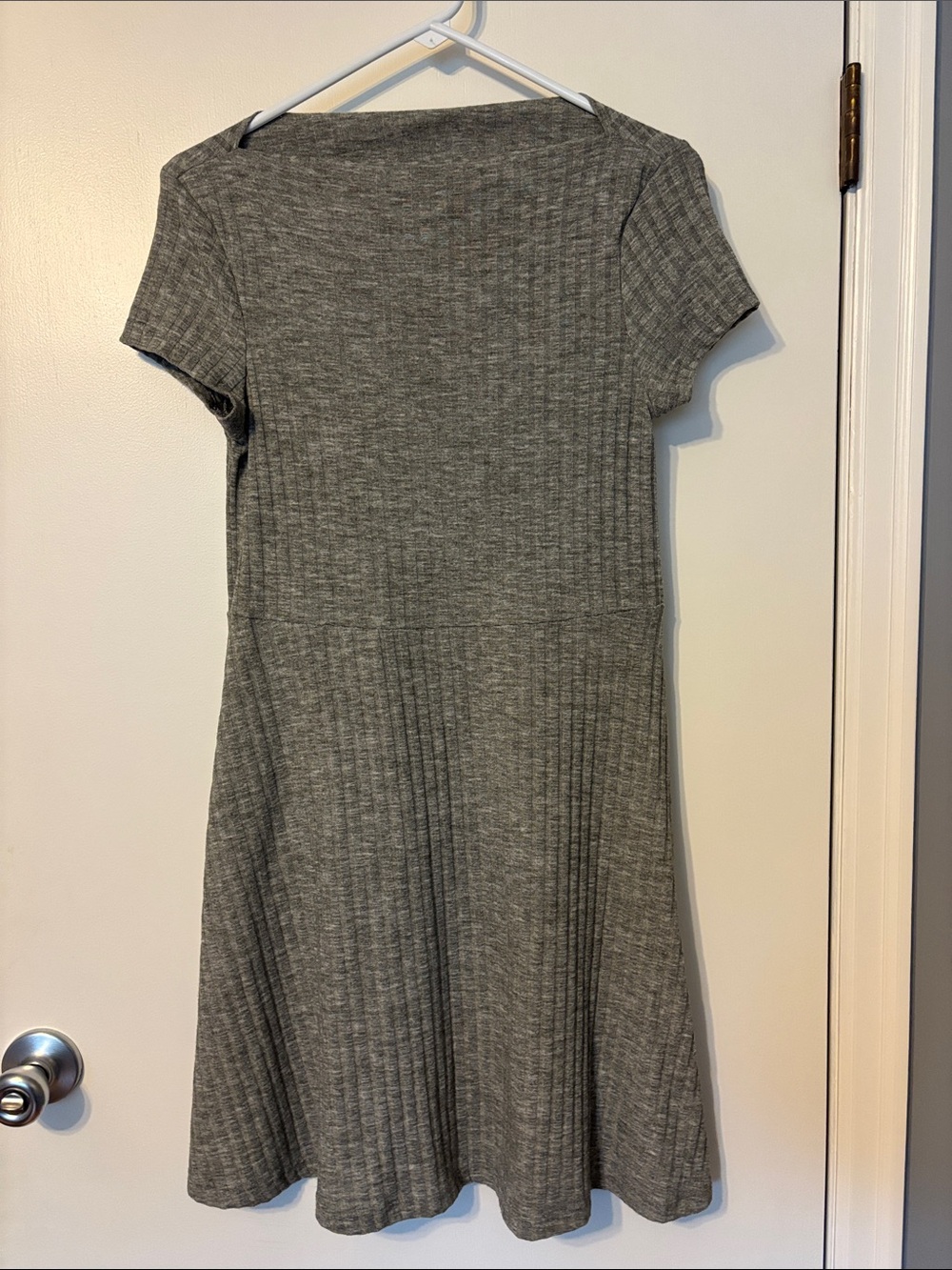 Primark Gray Ribbed Short Sleeve A-Line Dress